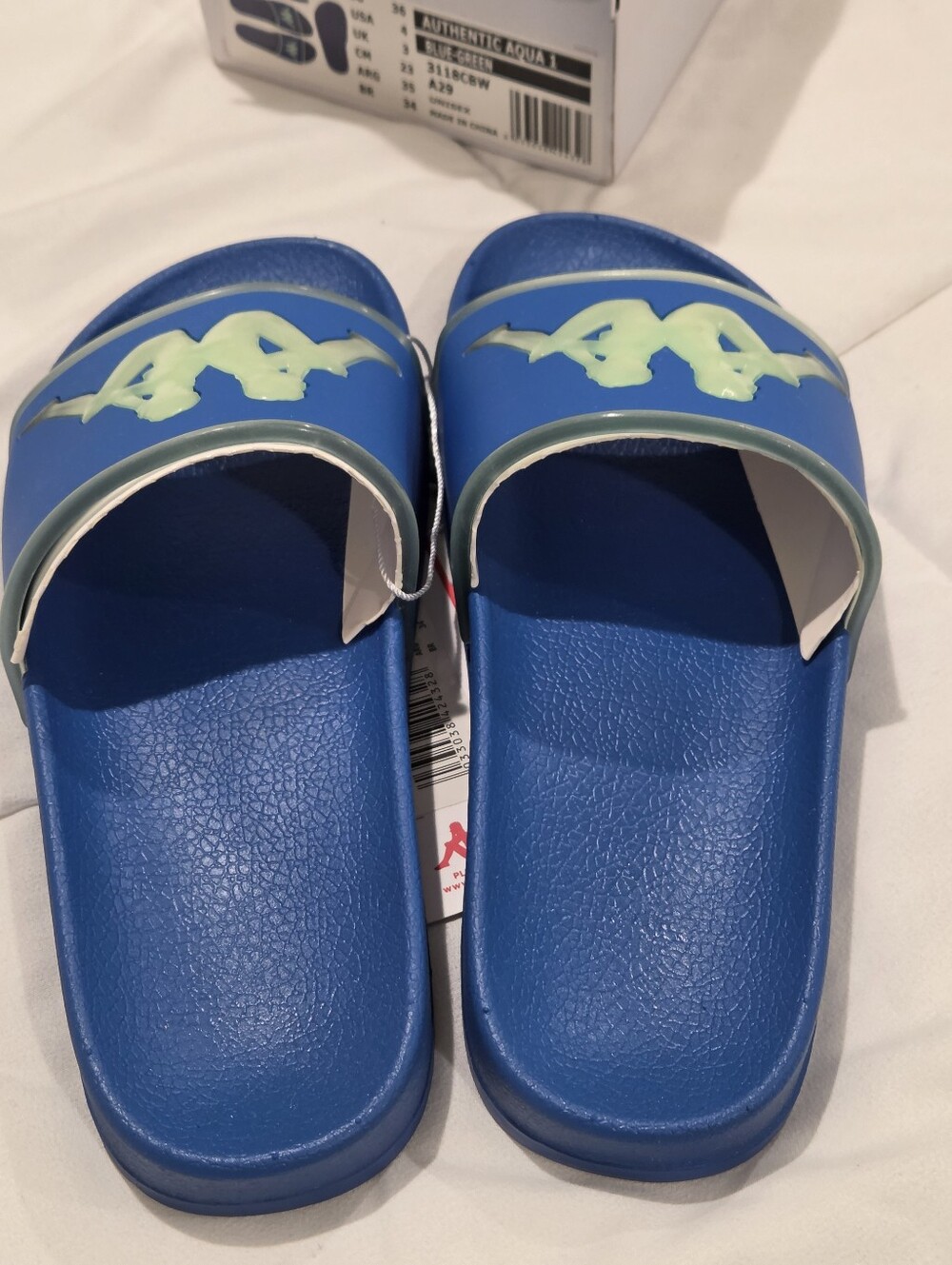 Kappa Authentic Aqua 1 Slides Blue Green Omini Logo Sandals Size M4 W6 NIB - Picture 5 of 15